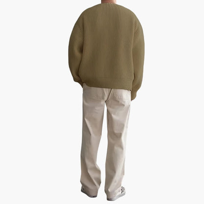 Men's Knitted Sweater with Half Zip and Long Sleeves