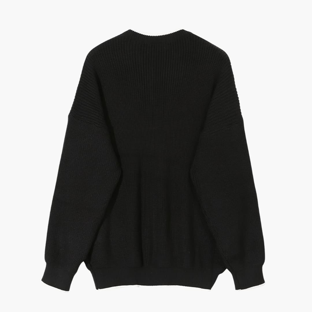 Men's Knitted Sweater with Half Zip and Long Sleeves