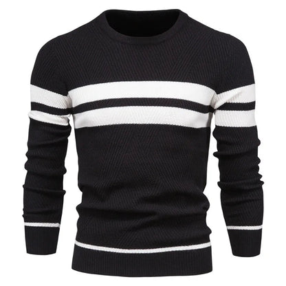 Men's Knitted Sweater with Modern Striped Detail