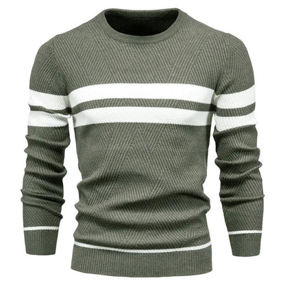 Men's Knitted Sweater with Modern Striped Detail