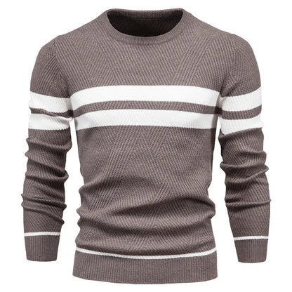 Men's Knitted Sweater with Modern Striped Detail