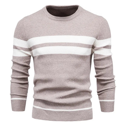Men's Knitted Sweater with Modern Striped Detail