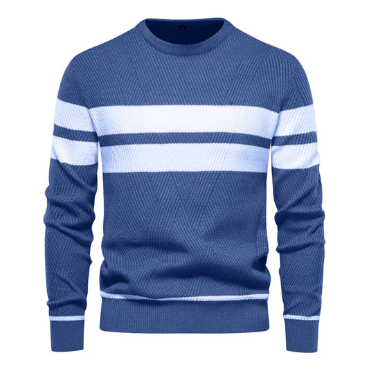 Men's Knitted Sweater with Modern Striped Detail
