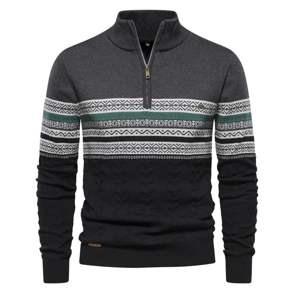 Men's Knitted Sweater with Retro Pattern