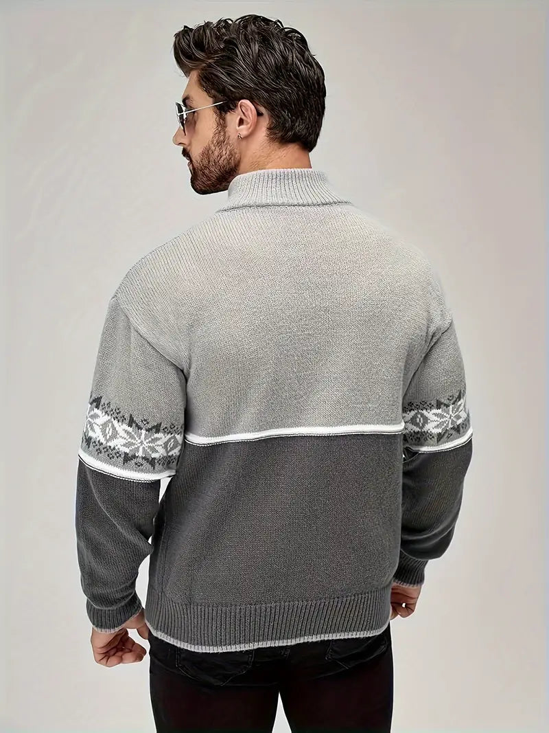 Men's Knitted Sweater with Scandinavian Pattern