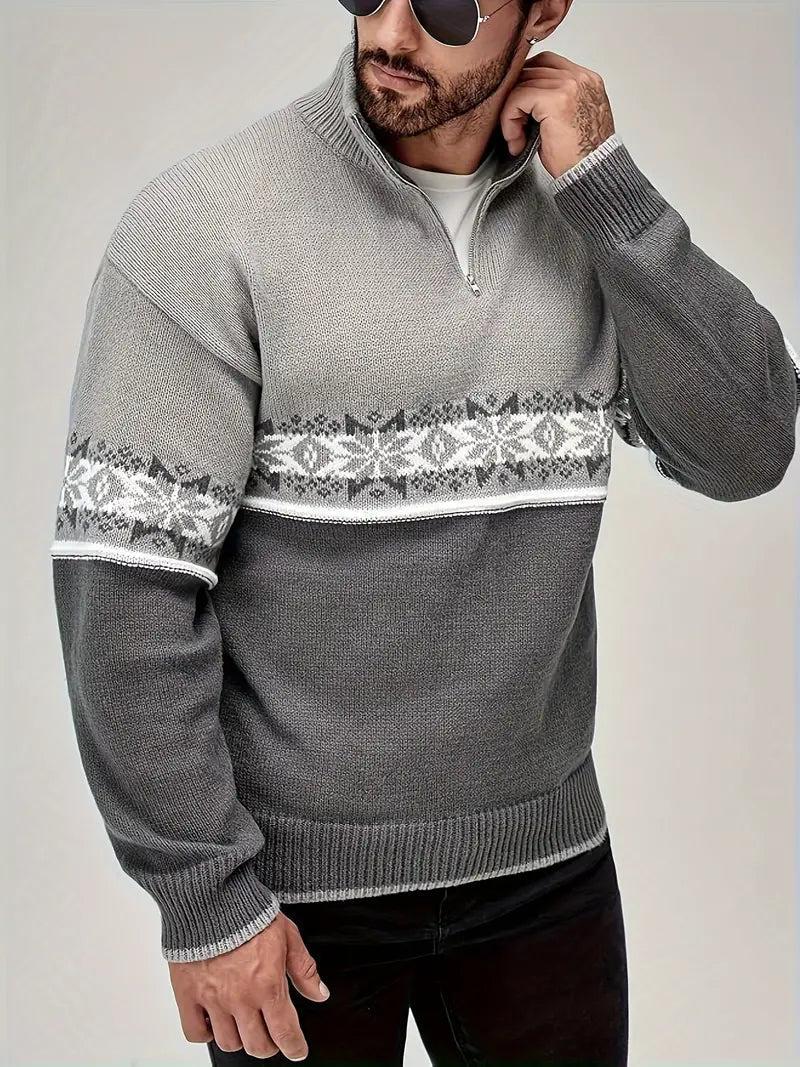 Men's Knitted Sweater with Scandinavian Pattern