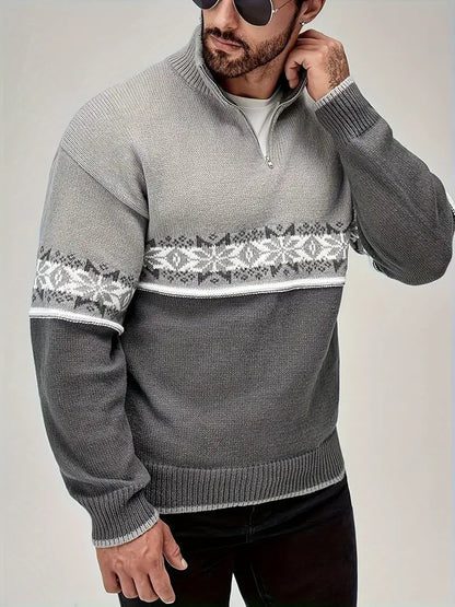 Men's Knitted Sweater with Scandinavian Pattern