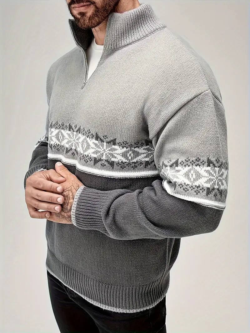 Men's Knitted Sweater with Scandinavian Pattern