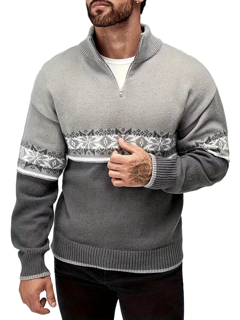 Men's Knitted Sweater with Scandinavian Pattern