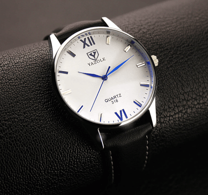 Men's Leather Style Bracelet Wristwatch