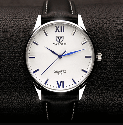 Men's Leather Style Bracelet Wristwatch