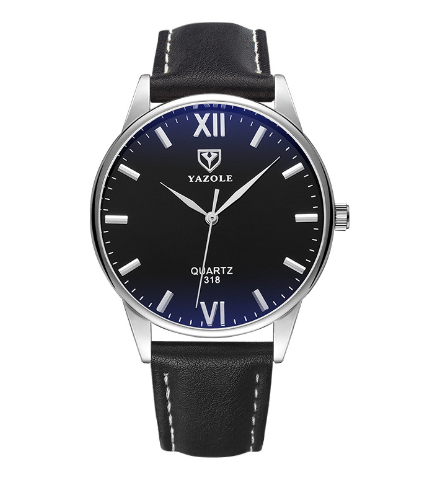 Men's Leather Style Bracelet Wristwatch
