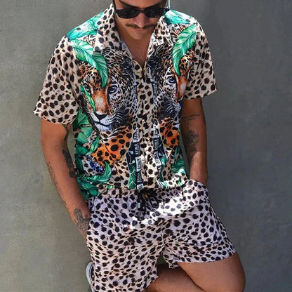 Men's Leisure Set 3D-Print Oversized Cotton Blend