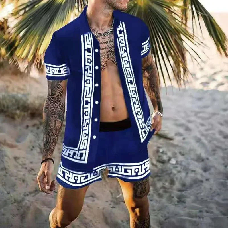 Men's Leisure Set 3D-Print Oversized Cotton Blend
