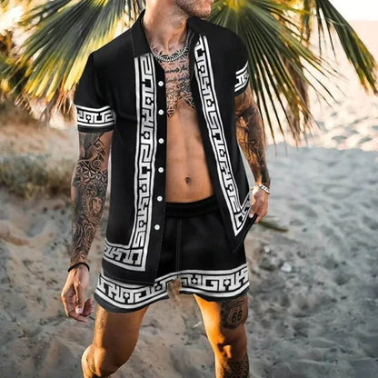 Men's Leisure Set 3D-Print Oversized Cotton Blend