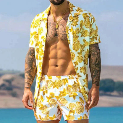 Men's Leisure Set 3D-Print Oversized Cotton Blend