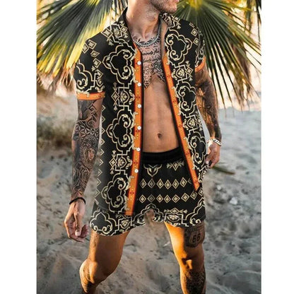 Men's Leisure Set 3D-Print Oversized Cotton Blend