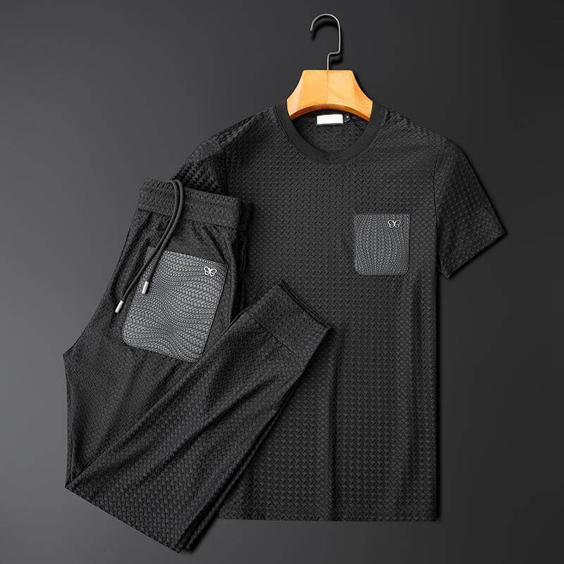 Men's Leisure Set Comfortable Polyester T-shirt and Pants