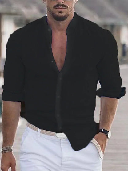 Men's Linen Style Shirt Casual Breathable Linen Blend
