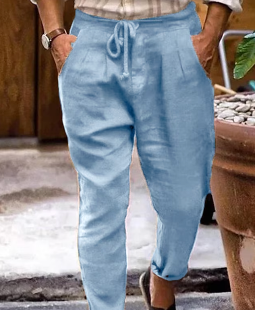 Men's Linen Style Trousers Breathable Comfortable Trousers for Summer Style