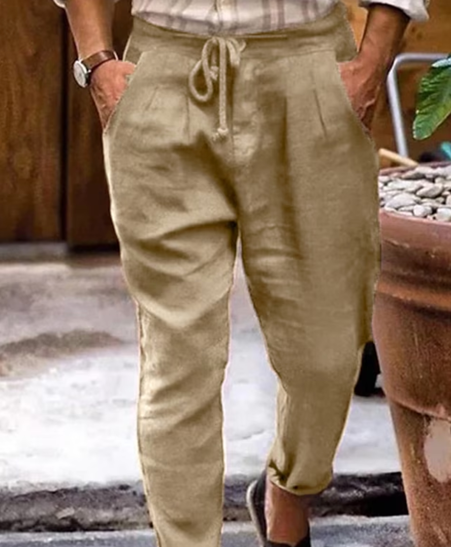 Men's Linen Style Trousers Breathable Comfortable Trousers for Summer Style
