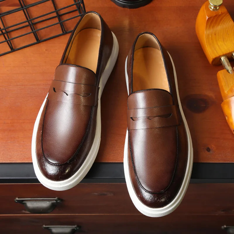 Men's Loafers Monk Strap Snakeskin Retro British