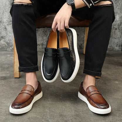 Men's Loafers Monk Strap Snakeskin Retro British