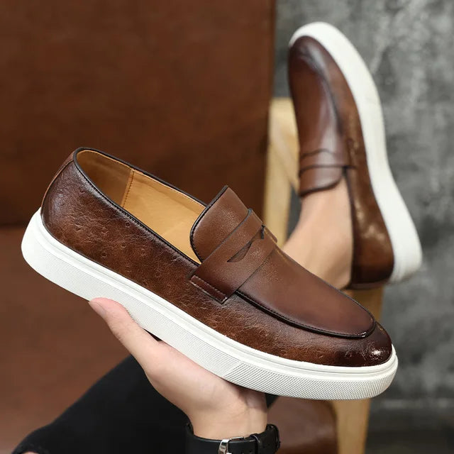 Men's Loafers Monk Strap Snakeskin Retro British