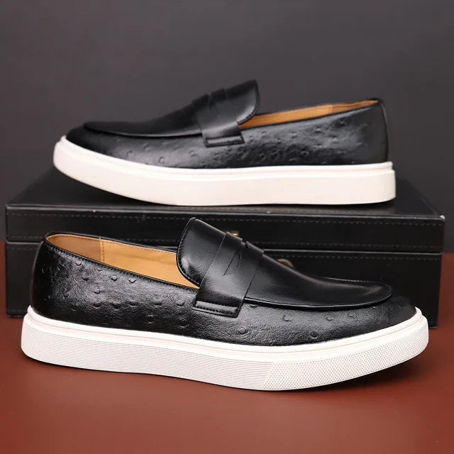 Men's Loafers Monk Strap Snakeskin Retro British