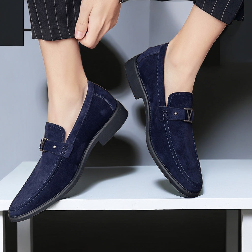 Men's Loafers Suede Look With Decorative Buckle