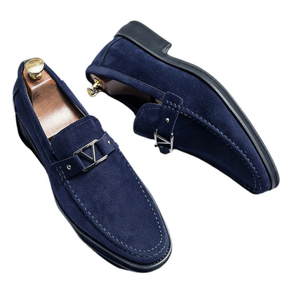 Men's Loafers Suede Look With Decorative Buckle