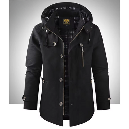Men's Long Winter Jacket Waterproof with Hood