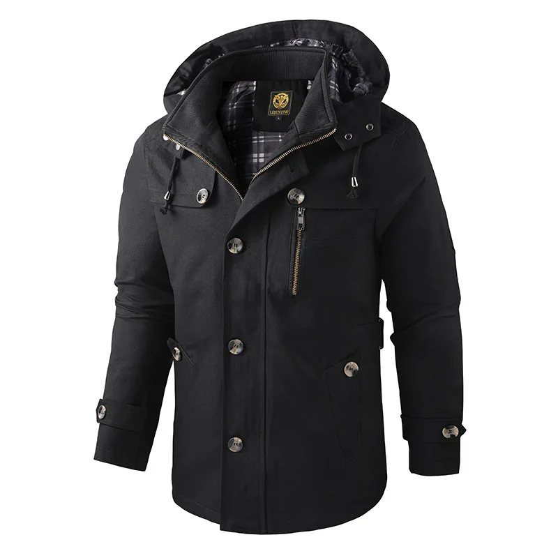 Men's Long Winter Jacket Waterproof with Hood