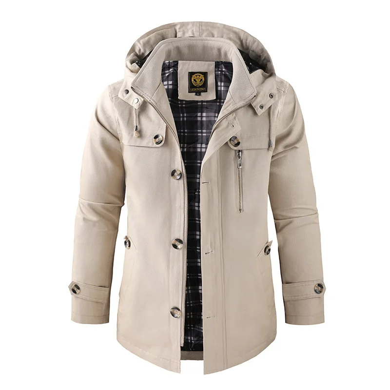 Men's Long Winter Jacket Waterproof with Hood