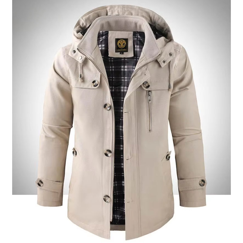 Men's Long Winter Jacket Waterproof with Hood