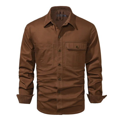 Men's Long-sleeved Cotton Shirt Button-down Contrast Cuffs
