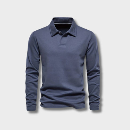 Men's Long-sleeved Polo Shirt Classic Collar Cotton
