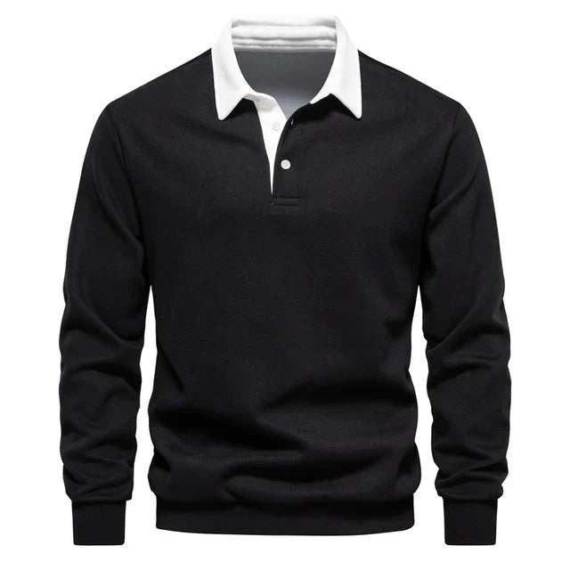 Men's Long-sleeved Polo Shirt Classic Collar Cotton