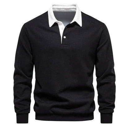 Men's Long-sleeved Polo Shirt Classic Collar Cotton