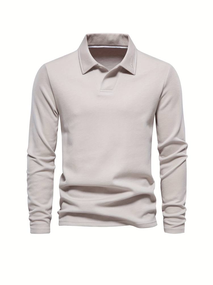 Men's Long-sleeved Polo Shirt Classic Collar Cotton
