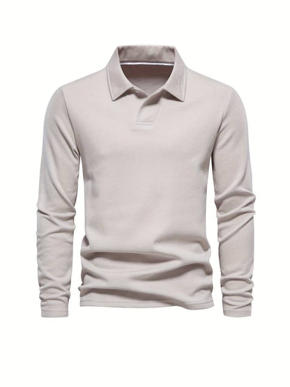 Men's Long-sleeved Polo Shirt Classic Collar Cotton