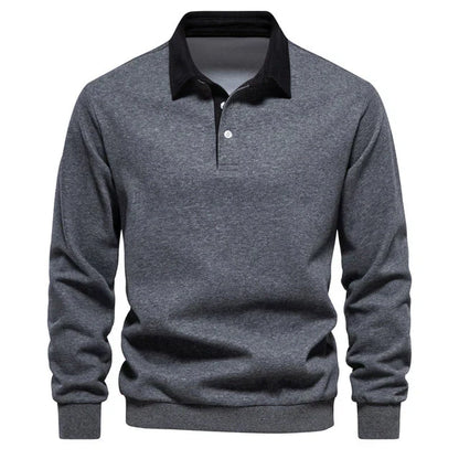 Men's Long-sleeved Polo Shirt Classic Collar Cotton