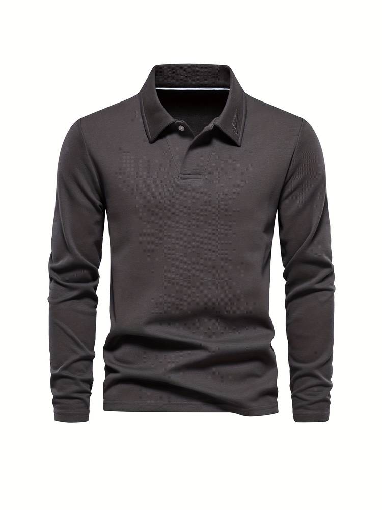 Men's Long-sleeved Polo Shirt Classic Collar Cotton
