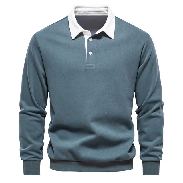 Men's Long-sleeved Polo Shirt Classic Collar Cotton