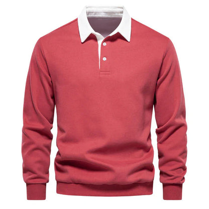 Men's Long-sleeved Polo Shirt Classic Collar Cotton