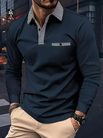 Men's Long-sleeved Polo Shirt Classic Cotton