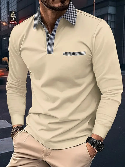 Men's Long-sleeved Polo Shirt Classic Cotton