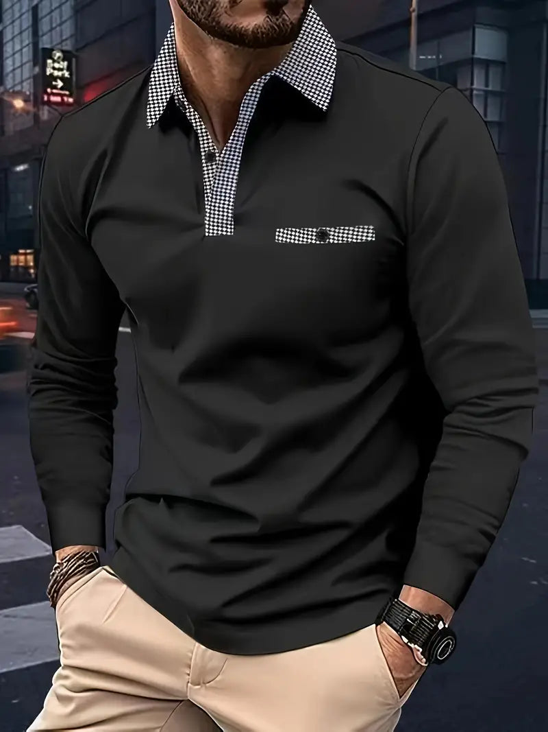Men's Long-sleeved Polo Shirt Classic Cotton