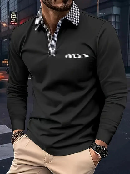 Men's Long-sleeved Polo Shirt Classic Cotton