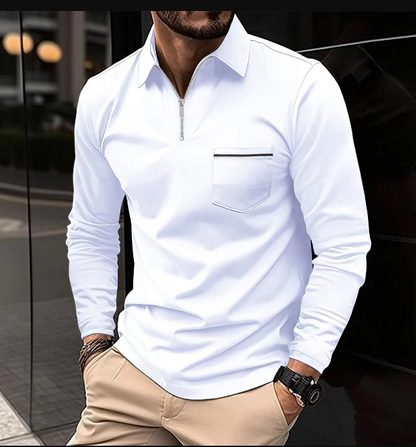 Men's Long-sleeved Polo Shirt Classic Cotton
